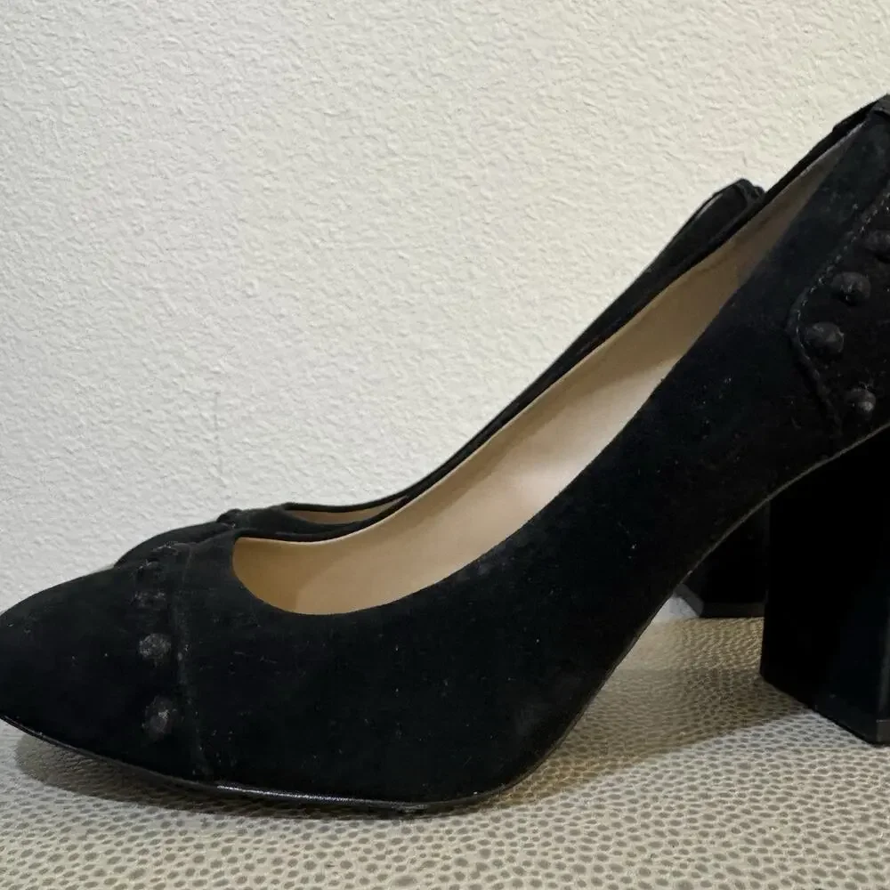 Tory Burch Z4149 Black Colt 85mm Soho Suede Pump Sz 8.5 M